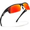 KANASTAL Occhiali da Sole Arancioni Specchio Sportivi Ciclismo Uomo Donna Polarizzati Rossi Specchiati Ciclista Bicicletta Rettangolari mtb UV400 Sport Sunglasses per Bici Guida Corsa -Arancio