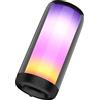 Majestic ORION - Speaker Bluetooth batteria ricaricabile, Giochi di luci LED a 360°, ingressi USB/microSD/AUX-IN, Microfono integrato per chiamate in vivavoce, Nero