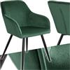 TecTake® Sedia Sala da Pranzo Effetto Velluto, Poltrona Velluto Versatili con Morbida Imbottitura e Seduta Ergonomica - Verde Scuro/Nero