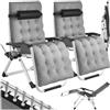 tectake® Set di 2 Sdraio da Giardino, Sdraio Lettino Prendisole Richiudibile, Sdraio Mare, Cuscino Poggiatesta, Tessuto Traspirante, Schienale Regolazione Continua, Ripiano Portaoggetti -Grigio Chiaro