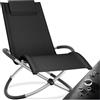 TecTake® Lettino Paulina, Ergonomico, Pieghevole, Con Cuscino, Traspirante, Sicuro Anti-Ribaltamento, Portata 150kg, Lettino Giardino per Esterno, Sdraio Basculante, Ideale per Relax - Nero
