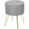 HOMCOM Pouf Contenitore 2 in 1 con Funzione Sgabello e Tavolino, in Legno e Tessuto Grigio, Metallo con Finitura Oro, 36x36x45cm