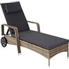 TecTake 800077 Lettino prendisole in rattan, adatto per l'uso in interni ed esterni, bellissimo design (naturale/grigio scuro)