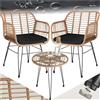 TecTake® Salottino in Rattan, Set da Balcone Elegante, 2 Sedie con Imbottitura e 1 Tavolo, Rivestimenti Idrorepellenti, Ideale per Terrazza e Giardino, Design Unico e Costruzione Stabile - Naturale