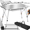 TecTake® Tavolo da Campeggio in Alluminio Pieghevole Bastian, Regolabile in Altezza, Tavolo, Alluminio Richiudibile, Rete Portaoggetti, Tavoli Pieghevoli Campeggio - Argento