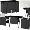 TecTake® Salottino Rattan Losanna, Set da Giardino 2 Poltrone e 1 Tavolo, Sedie da Esterno Eleganti, Tavolo Vetro Nero Robusto, Struttura Acciaio Durevole, Conservazione Pratica - Nero