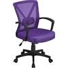 Yaheetech Sedia da Ufficio Scrivania Ergonomica Lombare Girevole Portata 136 kg Reclinabile a Rotelle Altezza Regolabile con Braccioli Viola