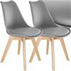 TecTake® Set di 2 Sedie da Tavolo, Stile Contemporaneo, Ideali per Sala da Pranzo e Soggiorno, Design Ergonomico, Struttura Solida, Seduta Morbida e Accogliente - Grigio