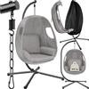 tectake® Poltrona Sospesa con Cuscino Extra Spesso, Poltrona Amaca da Giardino con Schienale e Braccioli Imbottiti, Girevole, Regolabile, Telaio in Acciaio, Antiscivolo - Grigio Chiaro