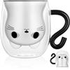 Vicloon Tazza Gatto Nero con Manico, Tazze per Gatti Carine, Tazza da Latte a Doppia Parete in Vetro Isolante per caffè Espresso in Vetro, Regalo per Cappuccino, Compleanno, San Valentino e Ufficio