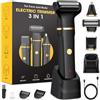 houpoo Rasoio Elettrico Corpo Uomo,3 In 1 Rasoio Parti Intime Uomo per Torace,Gambe,Ascelle,Naso,Viso,Depilatore Corpo con Base Di Ricarica,Umido e Asciutto IPX7,120Minuti di Autonomia