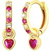 Cinhaojung Orecchini Cerchio Piccoli Per Le Donne Hot Pink Orecchini Con Caldo Rosa Heart Drop Orecchini Dorati Ipoallergenico Cubic Zirconia Dangle Hot Pink Gioielli Per Le Ragazze