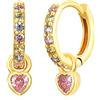 Cinhaojung Orecchini Cerchio Oro Per Le Donne Orecchini Rosa Chiaro Con Rosa Chiaro Heart Drop Orecchini Dorati Ipoallergenico Cubic Zirconia Dangle Light Pink Gioielli Per Le Ragazze