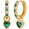 Cinhaojung Orecchini Cerchio Oro Per Le Donne Orecchini Verdi Con Verde Cuore Goccia Oro Placcato Orecchini Dorati Ipoallergenico Cubic Zirconia Pendolo Verde Gioielli Per Le Ragazze