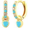 Cinhaojung Orecchini Cerchio Oro Per Le Donne Blu Turchese Orecchini Con Sky Blue Heart Drop Oro Placcato Orecchini Dorati Ipoallergenico Cubic Zirconia Dangle Blue Gioielli Per Le Ragazze