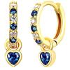 Cinhaojung Orecchini A Cerchio Per Le Donne Orecchini Blu Con Blue Heart Drop Orecchini Dorati Donna Hypoallergenic Cubic Zirconia Dangle Blue Jewelry Per Le Ragazze, S