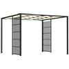 Outsunny Gazebo Pergola 3x3m con Schermi Laterali per Privacy e Copertura Ondulata, Gazebo da Giardino in Metallo e Poliestere con Viti, per Terrazza, Esterno e Patio, UV30+, Nero