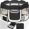 tectake® Box per Animali in Poliestere, Tenda Box per Cani, Recinto per Piccoli Animali, Struttura in Acciaio, Facile da Montare con Sistema Pop-Up, Borsa per Trasporto Inclusa - Nero