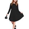 Parabler Abito da Bambina Nero A Maniche Lunghe per Bambino Abito T-Shirt Abito Casual Autunno con Tasche Autunno Inverno Nero Taglia 12-13 Anni