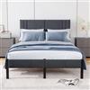 HAHRIR Struttura per letto in metallo, 140 x 200 cm, con testiera e rete a doghe, senza rumore, colore: grigio