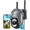 Xega 4G Telecamera Esterno con Scheda SIM, 24/7 Continua Registrazione Telecamere, Rilevamento di Movimento, Tracciamento Automatico,Rotazione 355°/100° Visione Notturna(Senza WiFi)【Ricarica del Cavo】