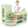 COSTWAY Set di Giocattoli in Legno per il Supermercato, Negozio Alimentare per Bambini con Bancone Cassa, POS, Distributore Automatico, per Bambini 3 - 8 Anni (Verde)