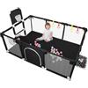 HUOLE Box Bambini, Recinto per Bambini, Box Neonato, Recinto Neonato con Rete Traspirante, Tessuto 210D Oxford, con Giochi che Include 50 Palline, 180 * 120 * 66 cm - Nero