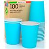 Baciato Caffè 100 Bicchieri in Carta 200ml Ecologici Biodegradabili Monouso Made in Italy Asporto Bevande Calde Acqua Colorati Celeste - Prodotto e confezionato in Italia