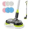 BIUBLE Mocio elettrico senza fili con funzione spray, macchina lucidatrice a batteria, serbatoio dell'acqua da 300 ml, illuminazione a LED, doppia rotazione per pulire e lucidare
