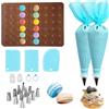 TenaLucy Stampi in Silicone Macarons,39X29Cm Macaron Baking Mat Kit Pasticceria Professionale Decorazione la Torta Kit di Utensili,con 12 Punte Sac A Poche Riutilizzabile,3 Fresa per Dolci Spatola
