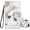 JRIANY Cover Samsung Galaxy A50 / A50S / A30S 2019 Antiurto, Custodia Magnetica Flip Case In Pelle PU Portafoglio Cover Colorata Con Custodia Silicone Con slot per schede e staffa (Gatto Bianco)