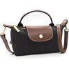 Long Keeper Mini borsa a tracolla per le donne piccola borsa tote in nylon a blocchi di colore borsa a tracolla con manico superiore borsa pochette per telefono, nero, Casual Mini Nylon Tote Bag Con