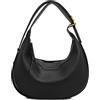 LassZone Mezzaluna Borsa a tracolla da donna in morbida pelle vegana pochette a mezza luna borse a tracolla da donna Hobo borsa con tracolla regolabile, Nero