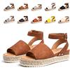 Hitmars Sandali Donna Plateau Zeppa Estivi Casuale Espadrillas Sandali Platform Peep Toe Spiaggia 5.5CM 01 Marrone Taglia 43