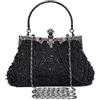 BAIGIO 1920s Clutch vintage nera anni '20 con perle elegante borsa a tracolla per feste matrimoni borsa da sposa