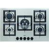 Generico Piano Cottura a Gas 5 Fuochi, Tripla Corona, Griglie in Ghisa, Colore Inox, Misure esterne 75X51 cm, Accensione elettronica sottomanopola, Valvola di sicurezza gas, Elleci PIAP751INCS