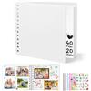 DazSpirit Album Fotografico Personalizzabile, 6-inch Album Foto, Scrapbook Quadrato con Copertina Rigida con 5 adesivi, Album Fai Da Te per Matrimoni, Neonati e Anniversari, 40 Pagine, Bianco