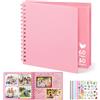 DazSpirit Album Fotografico Personalizzabile, 8-inch Album Foto, Scrapbook Quadrato con Copertina Rigida con 5 adesivi, Album Fai Da Te per Matrimoni, Neonati e Anniversari, 60 Pagine, Rosa