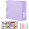 DazSpirit Album Fotografico Personalizzabile, 8-inch Album Foto, Scrapbook Quadrato con Copertina Rigida con 5 adesivi, Album Fai Da Te per Matrimoni, Neonati e Anniversari, 60 Pagine, Viola