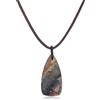 COAI Collana da Uomo e da Donna in Vera Pelle Italiana con Pendente in Diaspro Picasso Verde, Collana Pietre Naturali Unisex