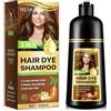 QLIGES Shampoo Per Capelli Neri 500ml, Balsamo Per Capelli 3 In 1 Colore A Lunga Durata Trattamento Anticaduta Profondamente Nutriente, Formula A Base Di Erbe Per Uomini E Donne (Brown)
