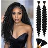 RUWISS 50 cm Wave Cochet Braids Extension Capelli Treccine Ricci Ondulati Sintetici Extension Treccine per Donne 2 Fasci/Confezione (120g, Nero Naturale)