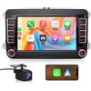 Hexinex Autoradio con Telecamera posteriore per VW Golf 5 6 Plus Polo Passat Tiguan Seat, Car Radio con CarPlay Android Auto GPS BT WIFI FM RDS Comandi al Volante