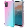 Topme Custodia per Telefono per Nokia C32 (6.5 Inches), Cover per Cellulare con Gradiente di Colore Trasparente in Morbido Silicone TPU - Rosa Verde
