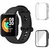 SeNool [2 pezzi Custodia per Xiaomi Mi Watch Lite Custodia Protettiva Pellicola Protettiva Soft TPU Slim Antiurto Placcato Pellicola Protettiva per Xiaomi Mi Watch Lite Cover-Trasparente + Nero