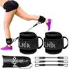 Jolnir Cavigliere Pulegge Gym - Set completo di 2 cavigliere/polsiere e 3 fasce elastiche - Cavigliere con peso per calci, allenamento di gambe, glutei, pesi caviglie e fitness a casa