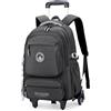 Tanou Zaino Trolley per Ragazzi 30L Zaini Grande Scuola Media e Superiore con Carrello Impermeabile Zaino con Ruote Casual Daypack Adolescenti per la Scuola Viaggi, Grigio