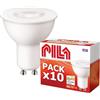 PILA Pack da 10 lampadine LED GU10, 4,7 W (= 50 W), luce bianca calda (2700 K), 400 lumen, 36º (luce d'accento), non dimmerabile, CRI80, durata 15.000 ore