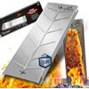 grillart® Tagliere per salmone fiammato XXL in acciaio inox, girevole a 180° e regolabile in 5 posizioni, per barbecue e braciere, robusto accessorio per barbecue - 55 cm di lunghezza e 18 cm di
