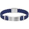 BOSS Jewelry Braccialetto da Uomo Collezione DYLAN con Pelle Scamosciata Intrecciata Blu e Dettagli in Acciaio Inossidabile - 1580609S
